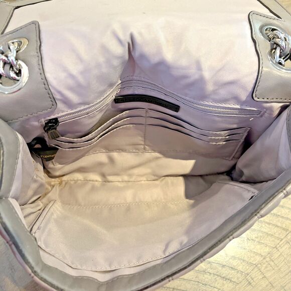 Rebecca Minkoff purse shoulder bag grey Quilted Chain Love zip fall Crossbody - Picture 8 of 8